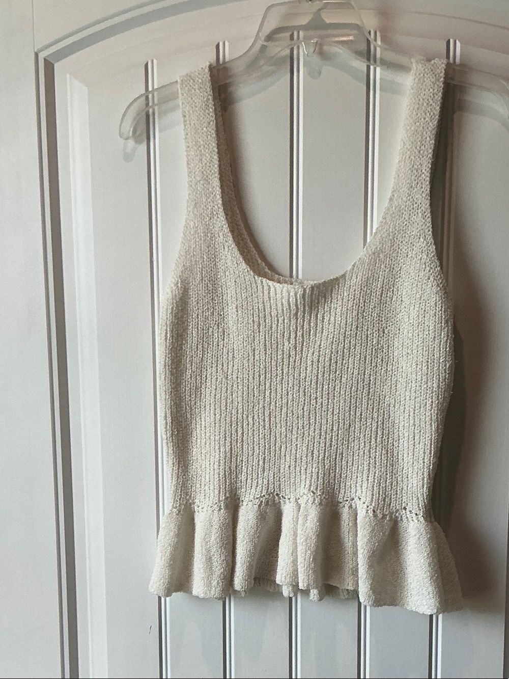 Blu Pepper Cream Knit Peplum Tank Top